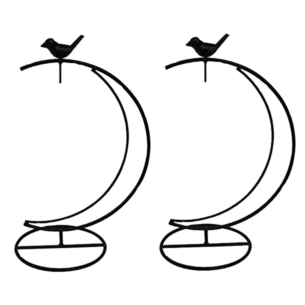 YY YEARCHY Ornament Stand Display Metal Stand Air Plant Stand Flower Pot Holder Iron Pothook Stand for Hanging Glass Globe Ball (Moon&Bird 3 Pcs)