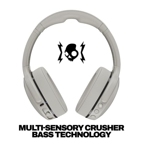 Skullcandy Crusher 540 Active Wireless Bluetooth Headphones with Multi-Sensory Bass, Noise Isolating Over-Ear Fit, Sweat and Water Resistant, 40 Hours Battery, Microphone for iPhone Android - Concrete