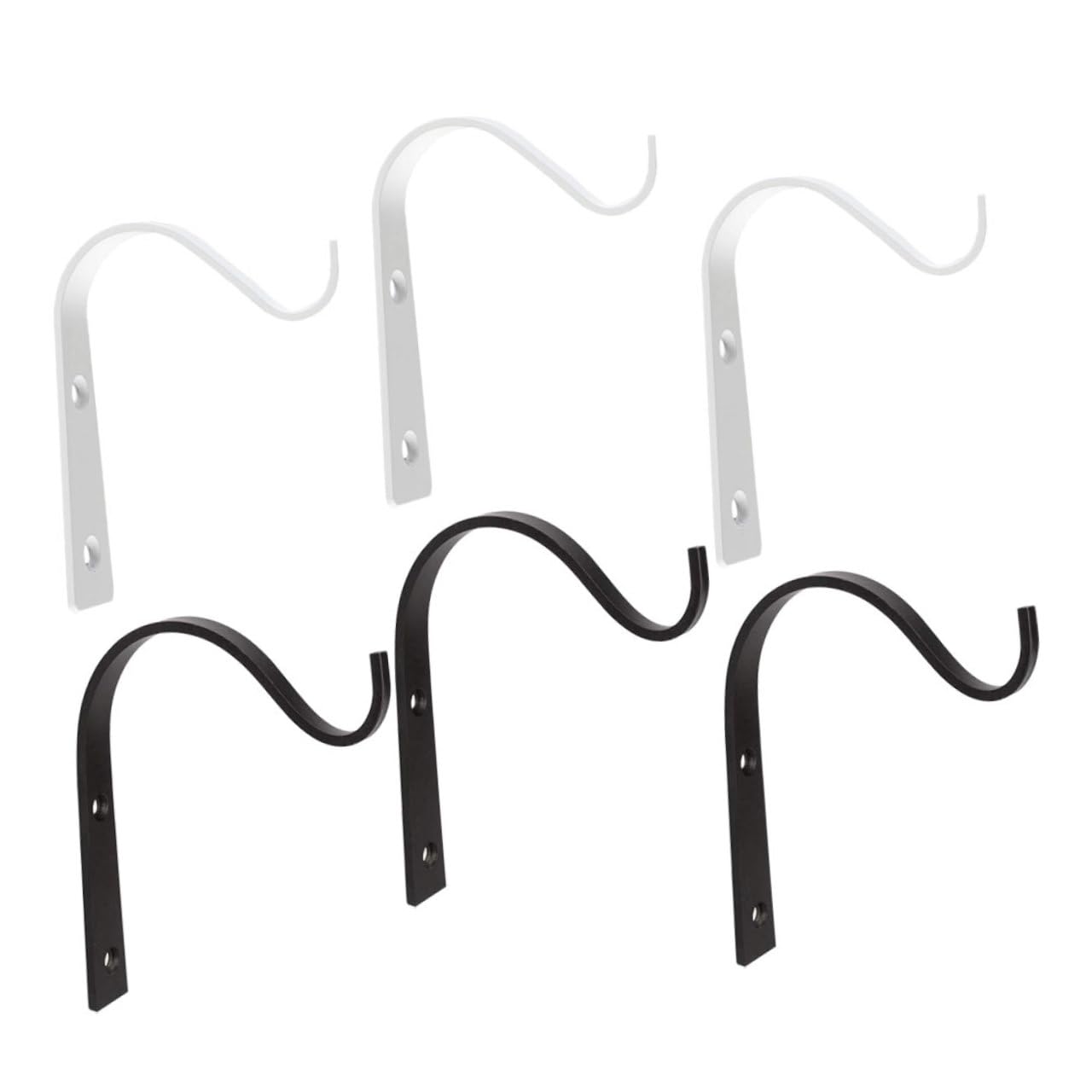 PHENOFICE 6pcs Wall-Mounted Wrought Iron Flower Basket Hooks for Outdoor Plant Hanging Heavy Duty Bracket Holders for Bird Feeders and Flower Pots
