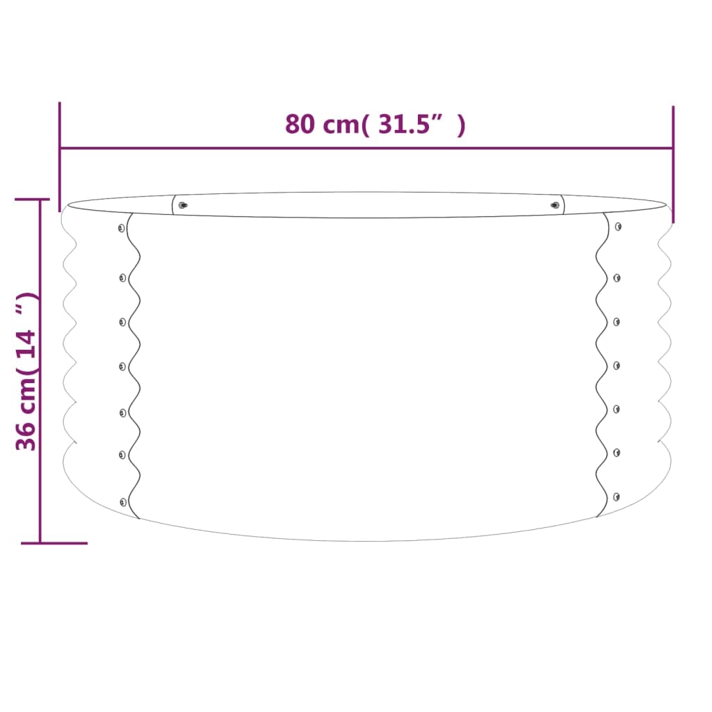 Logeirevo Garden Raised Bed Powder-Coated Steel, Round Shape Planter Box, Metal Raised Garden Beds for Flowers, Vegetables, Herbs, 31.5"x31.5"x14.2" Gray,-1718