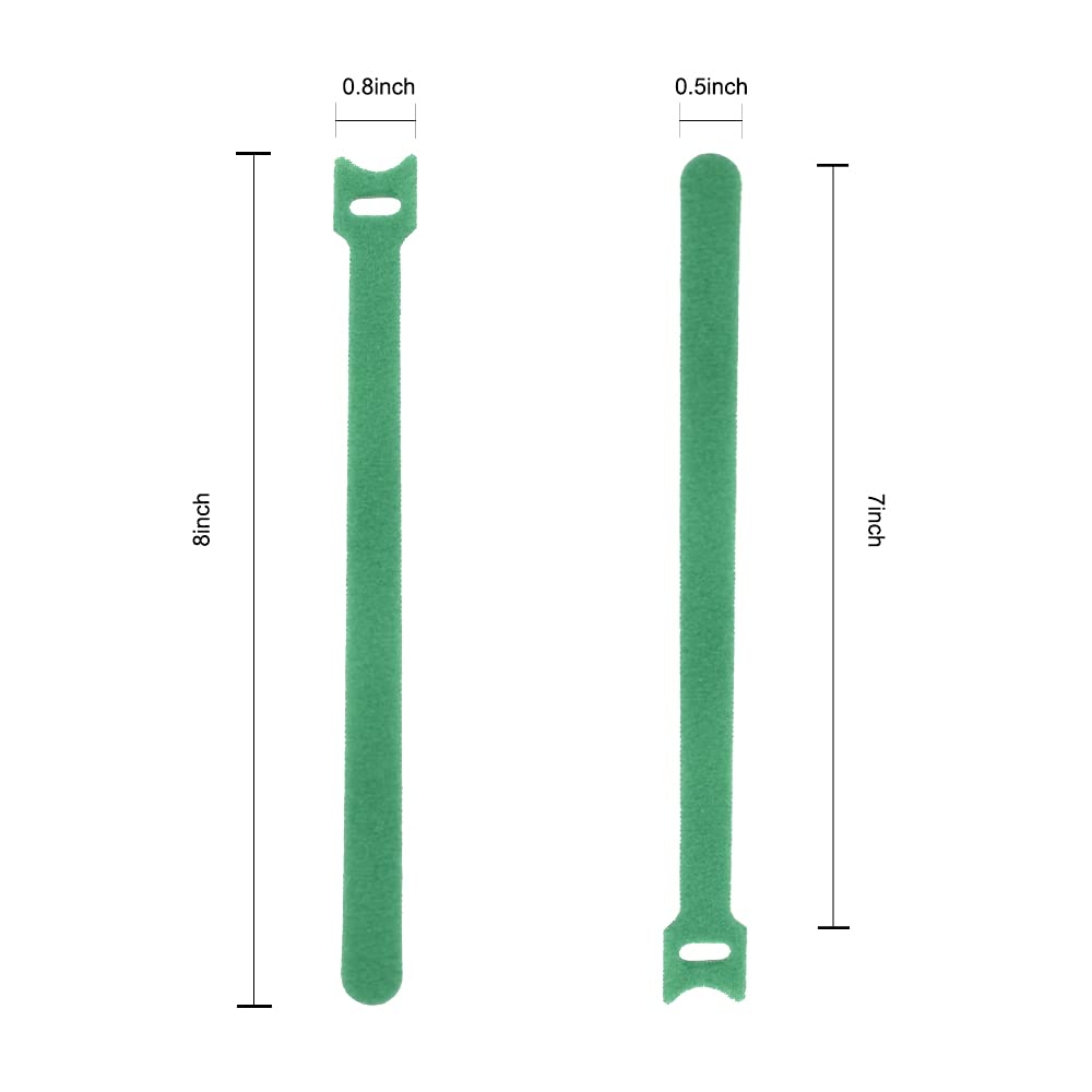 Hook&Loop Garden Plant Cable Ties, Adjustable Garden Nylon Ties for Supporting Plant and Vines, Multi-Functional Ties(100 Pcs, 8 Inch, Green)