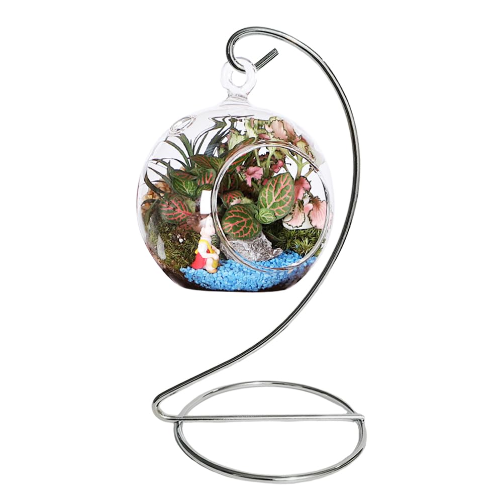Fosinz 6 Inch Silver Ornament Display Stand, Metal Ornament Hanger Stand for Hanging Glass Globe, Air Plant Terrarium, Christmas Ornament, Witch Ball, Home Office Wedding Decoration (Sliver)