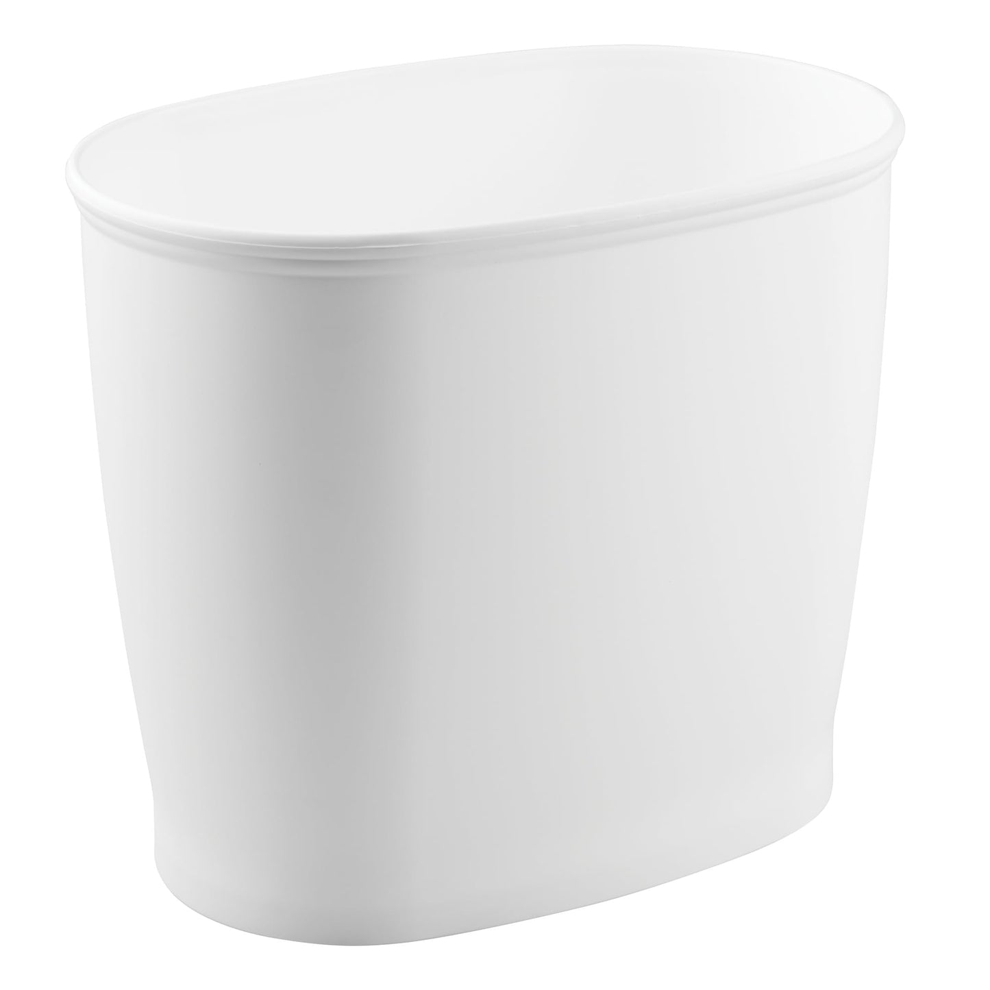 iDesign Slim Plastic Bathroom Trash Can, Small Garbage Bin for Bedroom, Office, Desk, Dorm, White