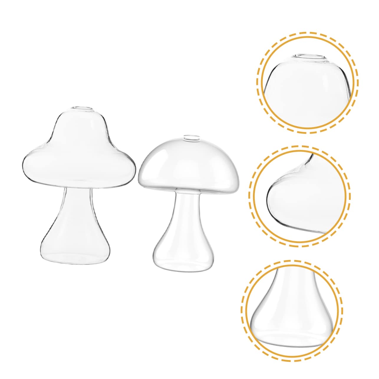 SOLUSTRE 2Pcs Mushroom Shaped Glass Vase Decorative Hydroponic Flower Pot for Home and Office Terrarium for Plant Propagation Stylish Indoor Decor