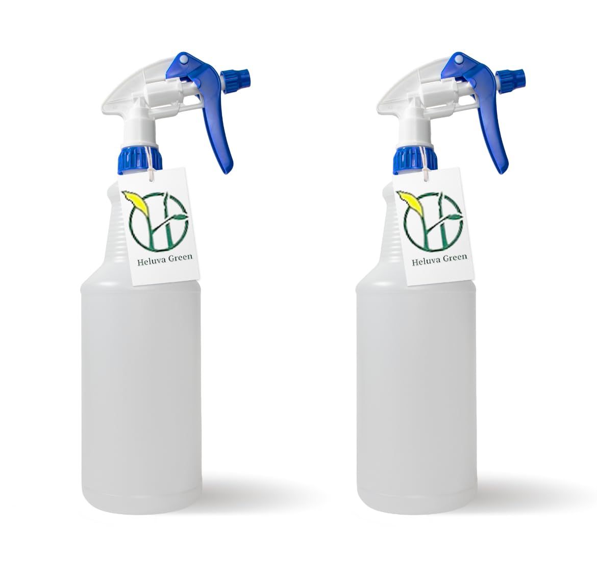 Heavy Duty 32oz Plastic Spray Bottles for Cleaning - Large Empty Industrial Bottles for Gardening Solutions, Vinegar, Chemicals, Professional Cleaners - Adjustable Sprayer Nozzle - Blue 2 Pack