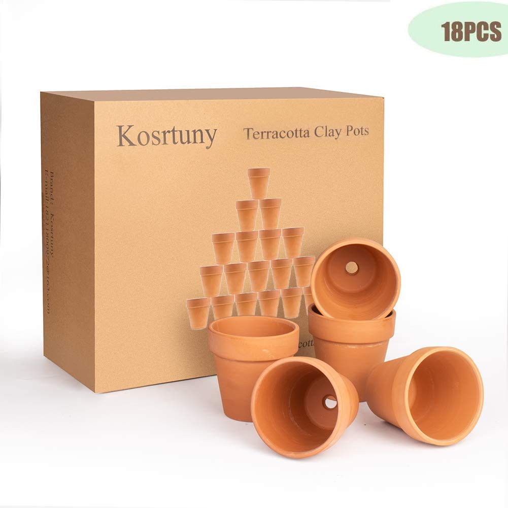 Kosrtuny 3 Inches Terracotta Clay Pots Pack of 26 pcs- Pottery Fleshy Flower Planter with Drainage Hole,for DIY Home and Office Desktop/Windowsill/Ornament Decoration Wedding