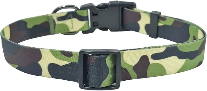 Dog Collar Leash Set, Camouflage Pattern, Polyester Material, Adjustable Collar and 5ft Matching Leash, for Small Dogs.(S, Camo)