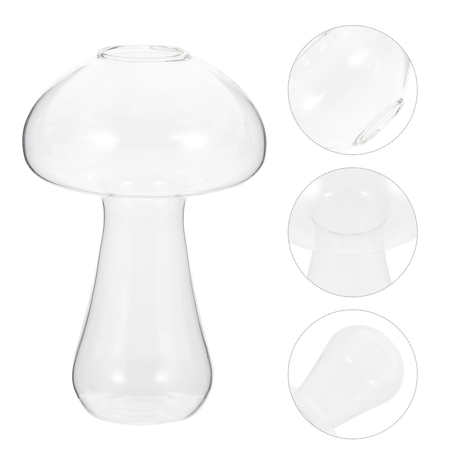 Healvian Mushroom Glass Vase 12x8cm Decorative Floral Vase Ornament for Hydroponic Plants Indoor Home Décor Flower Planter Terrarium Container