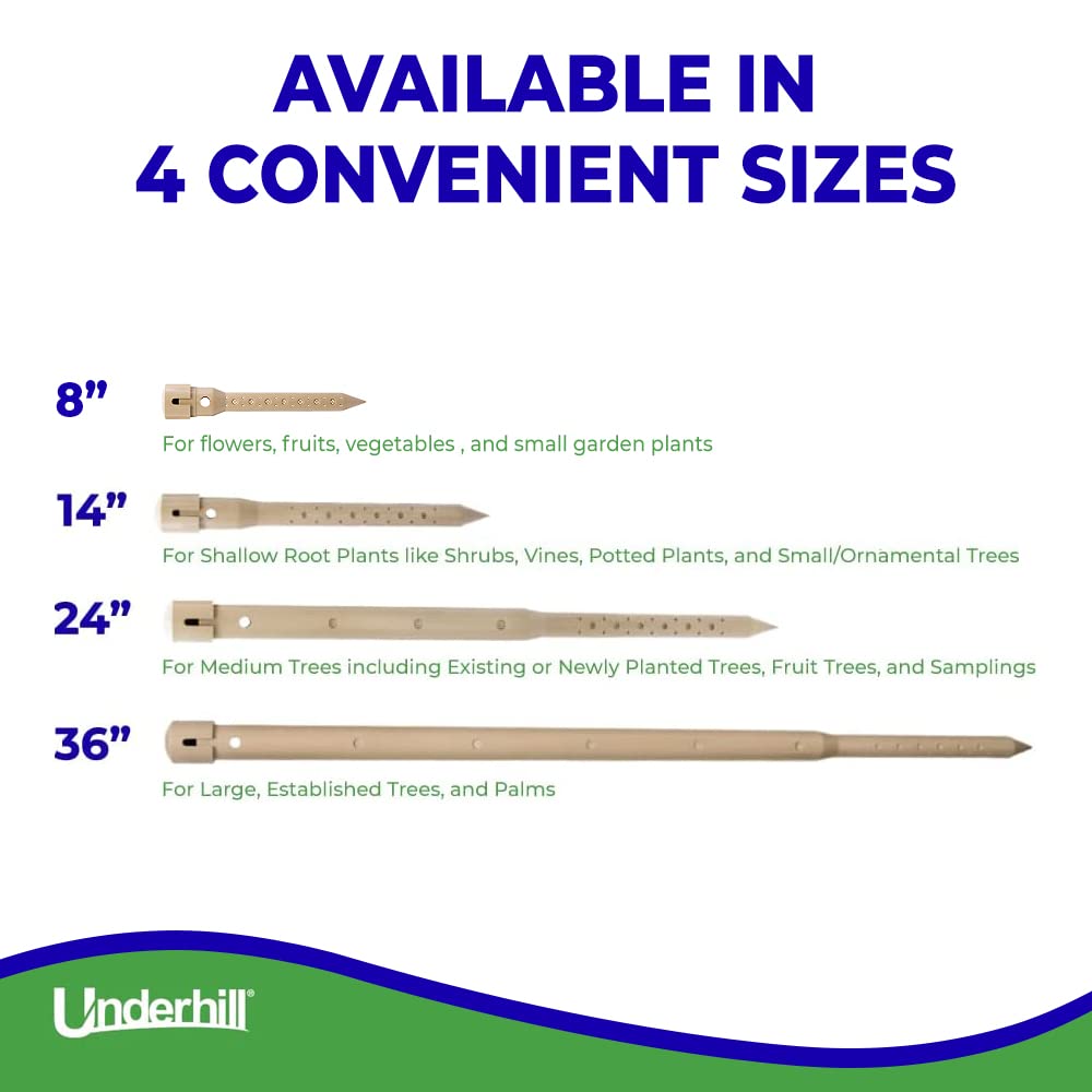 Underhill Deep Drip Irrigation Stakes 36-Inch, Case of 4 Watering Spikes for Palm Trees and Deep Rooted Trees, Drip System Parts Tubes, A-DD36