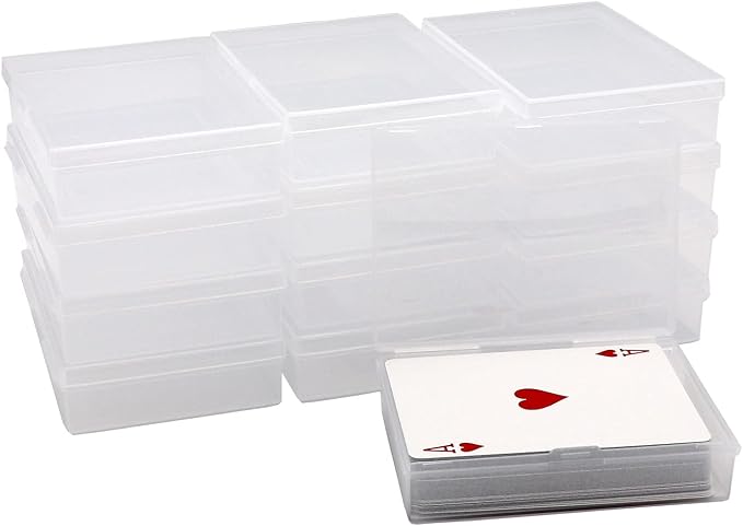 SOSOHOME 12 Pack Playing Card Deck Boxes, Empty Plastic Storage Box Fits Baseball Trading Cards, Gaming Cards, Snaps Closed