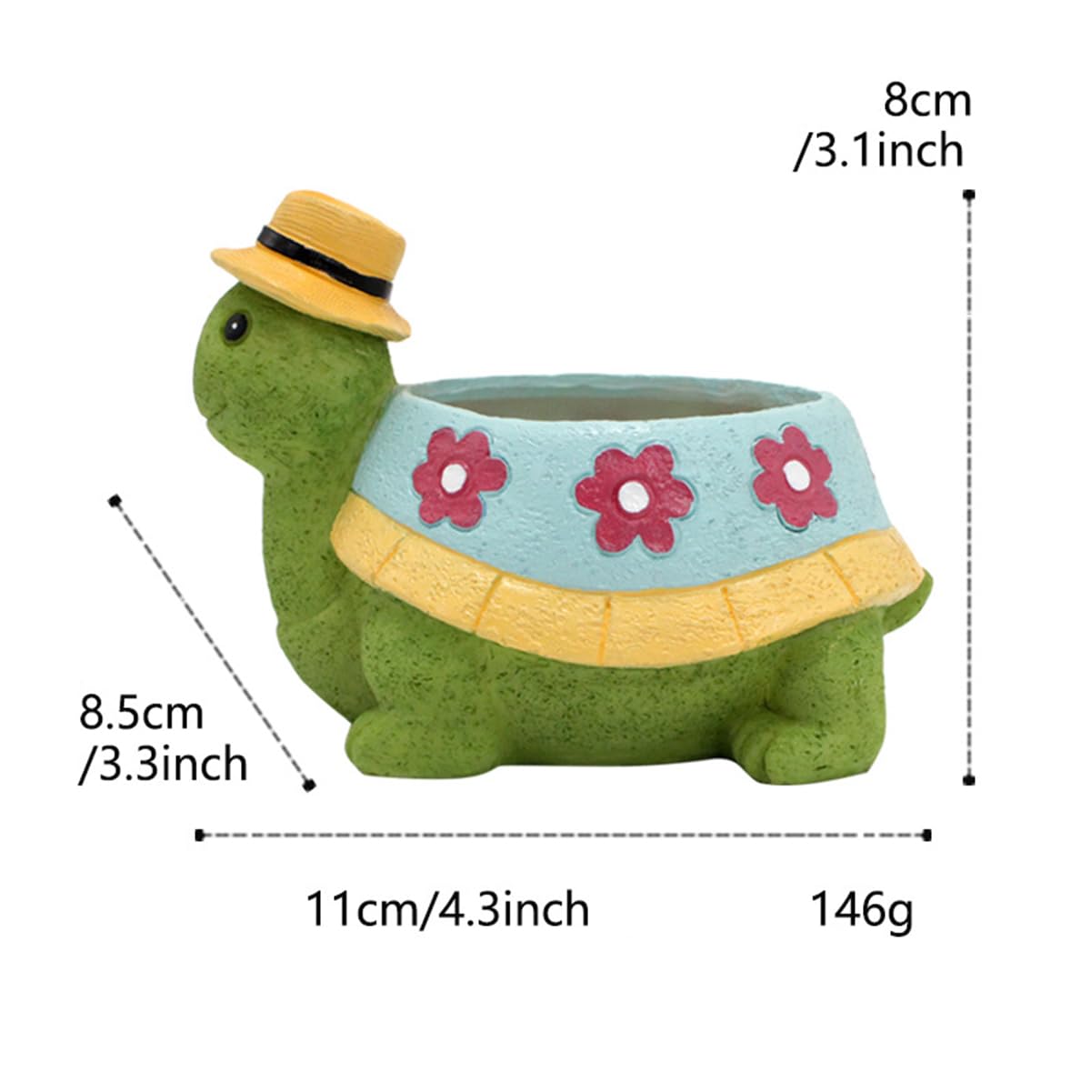 crayfomo Cute Turtle Resin Flower Pot | Indoor & Outdoor Planter for Succulents, Desk Display, Home Office Garden Decor & Plant Lover Gifts