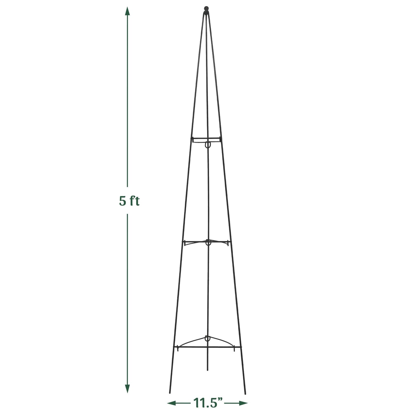 Arcadia Garden Products 5ft Folding Metal Obelisk Trellis for Climbing Plants, Assembly-Free Plastic-Coated Grow Support for Indoor Outdoor Flowers, Vegetables, Vines, Ivy
