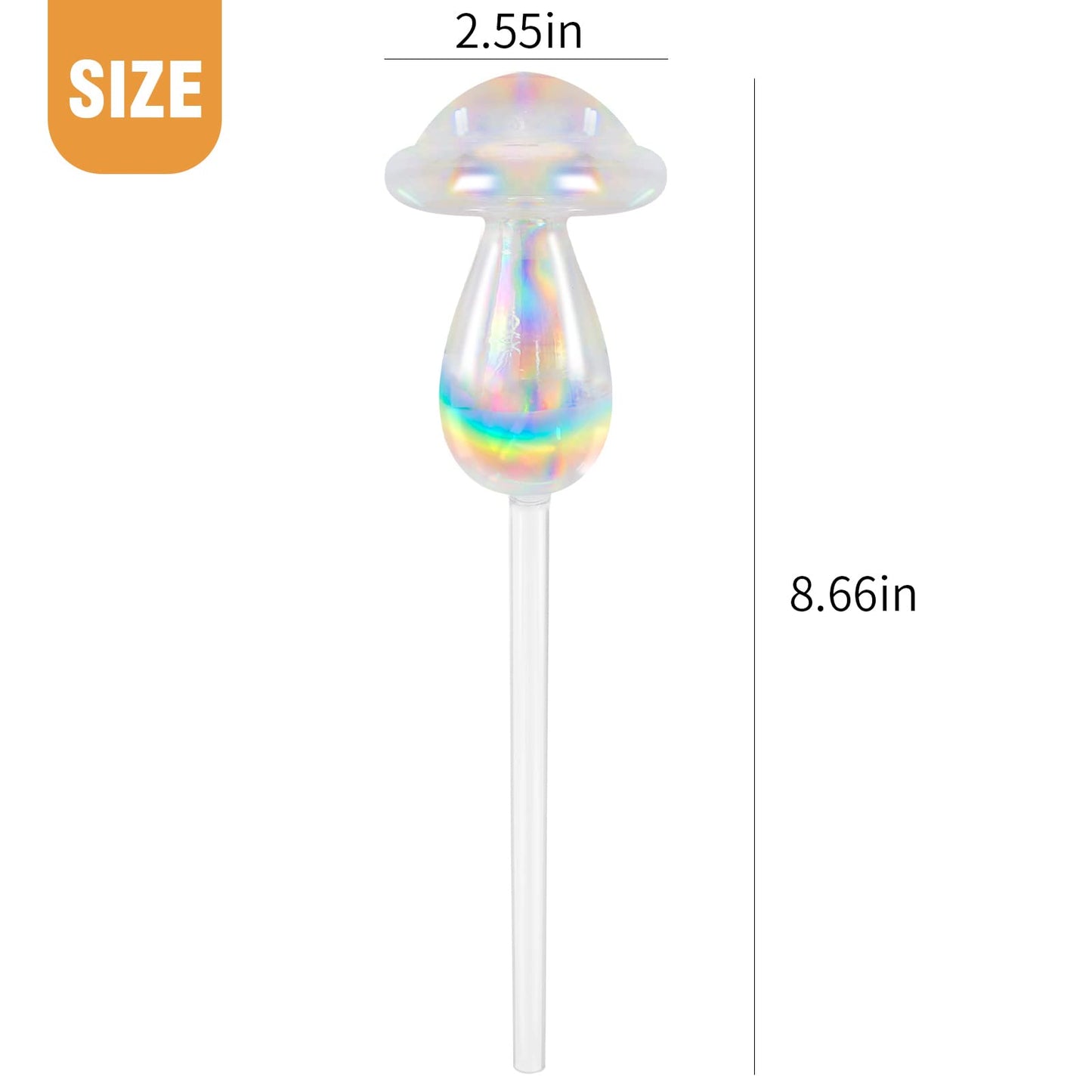 Aynaxcol Rainbow Plant Watering Globes, Rainbow Gradient Color Plant Watering Bulb Devices,Mushroom Self Watering Spikes Iridescent, Pack of 4