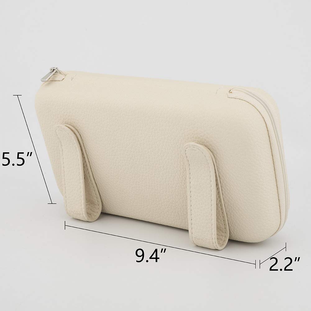 Cartisen Car Tissue Holder - Sun Visor Napkin Holder, PU Leather Backseat Tissue Case for Vehicle (Beige)