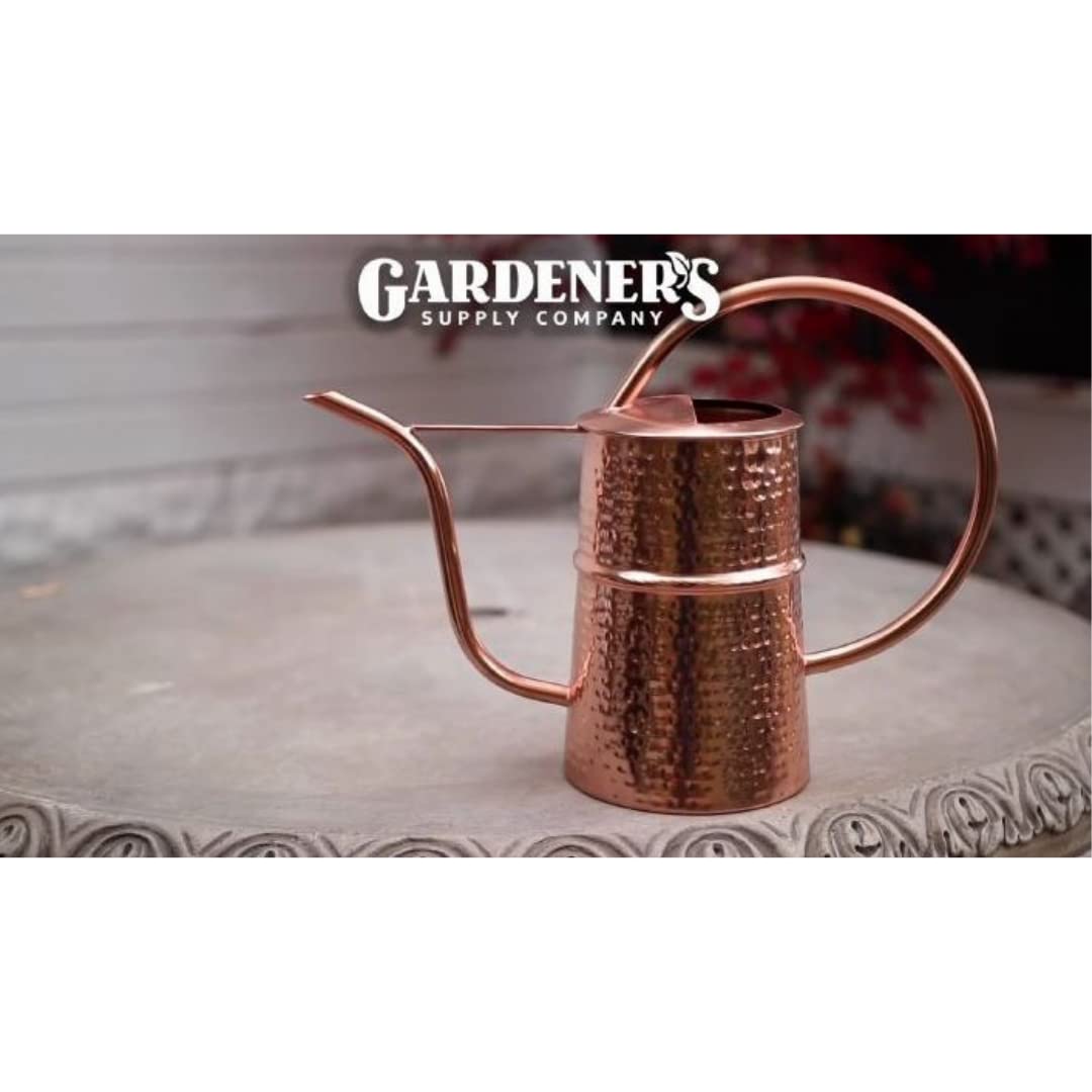 Gardener’s Supply Company Copper Plated Indoor Watering Can | 3 Quart Water Capacity, Decorative Copper-Plated Steel with Easy Pour Curved Spout for Houseplants, Succulents, Seeds, and Herbs