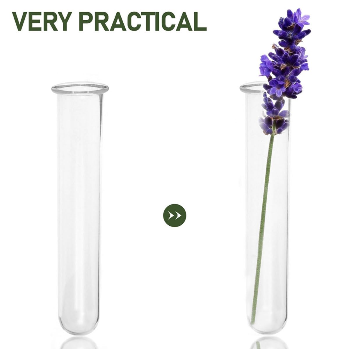 Garneck 6pcs Glass Test Tube Flower Vases Hydroponic Propagation Tubes Glass Plant Containers 2.5x3x15cm for Home and Office Décor