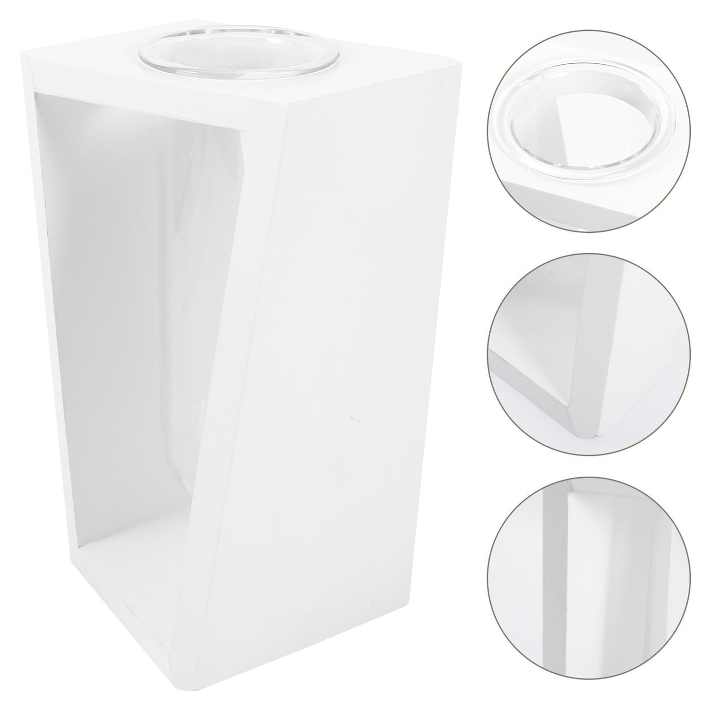 BESPORTBLE Hydroponic Plant Vase with White Wooden Rack, Glass Test Tube Propagation Station for Indoor Wall Garden, Small Terrarium Kit for Home and Office Décor
