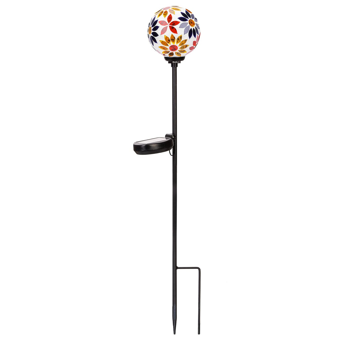 Afirst Solar Lights Outdoor Decorative - Solar Gazing Ball Mosaic Garden Stakes Flower Decorative Lights Waterproof for Pathway Yard Lawn Decoration Orange
