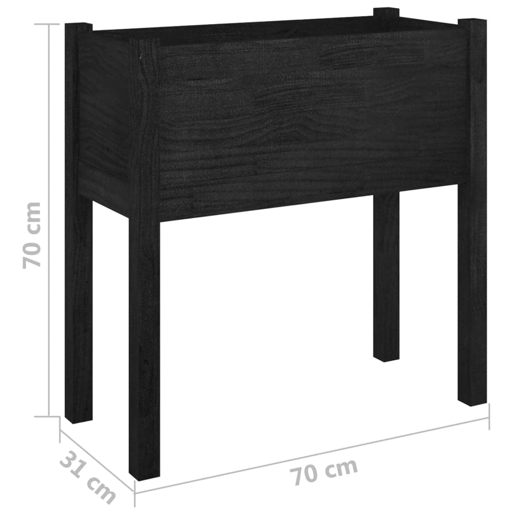 MBDRKVGF Large Garden Planter Box, 27.6-inch Square Wooden Flower Pot for Outdoor Patio, Balcony and Backyard, Matte Black Solid Pinewood Decorative Raised Bed