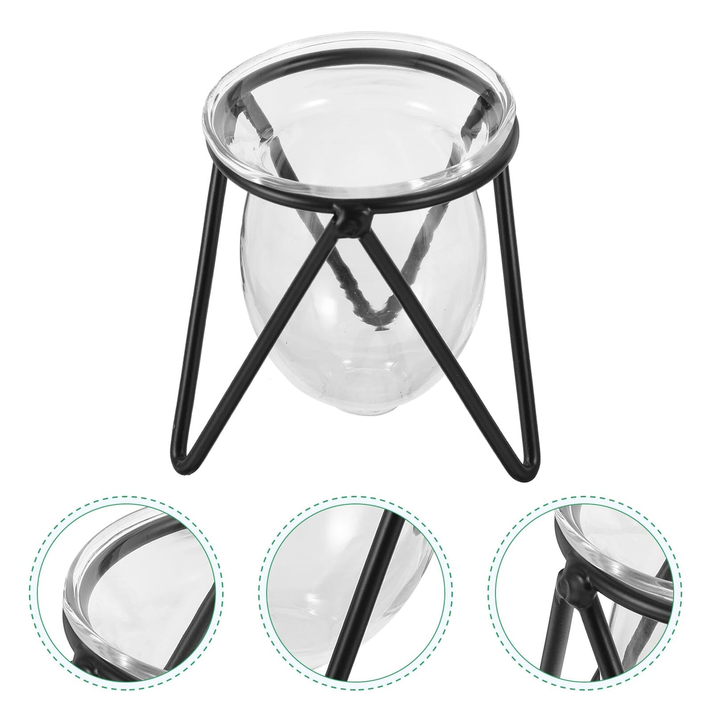 NUOBESTY 6pcs Small Iron Art Flower Stands with Hydroponic Glass Vases for Desktop Plant Decoration and Office Home Hydroponic Terrarium Display