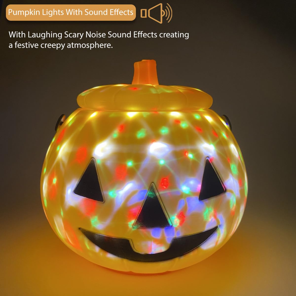 Dobertry Pumpkin Lights with Sound Effects, Laughing Scary Noise Led Lantern, Battery Operated Spooky Sound Pumpkin Lamp, Hanging Light for Home Party Porch Halloween Decor
