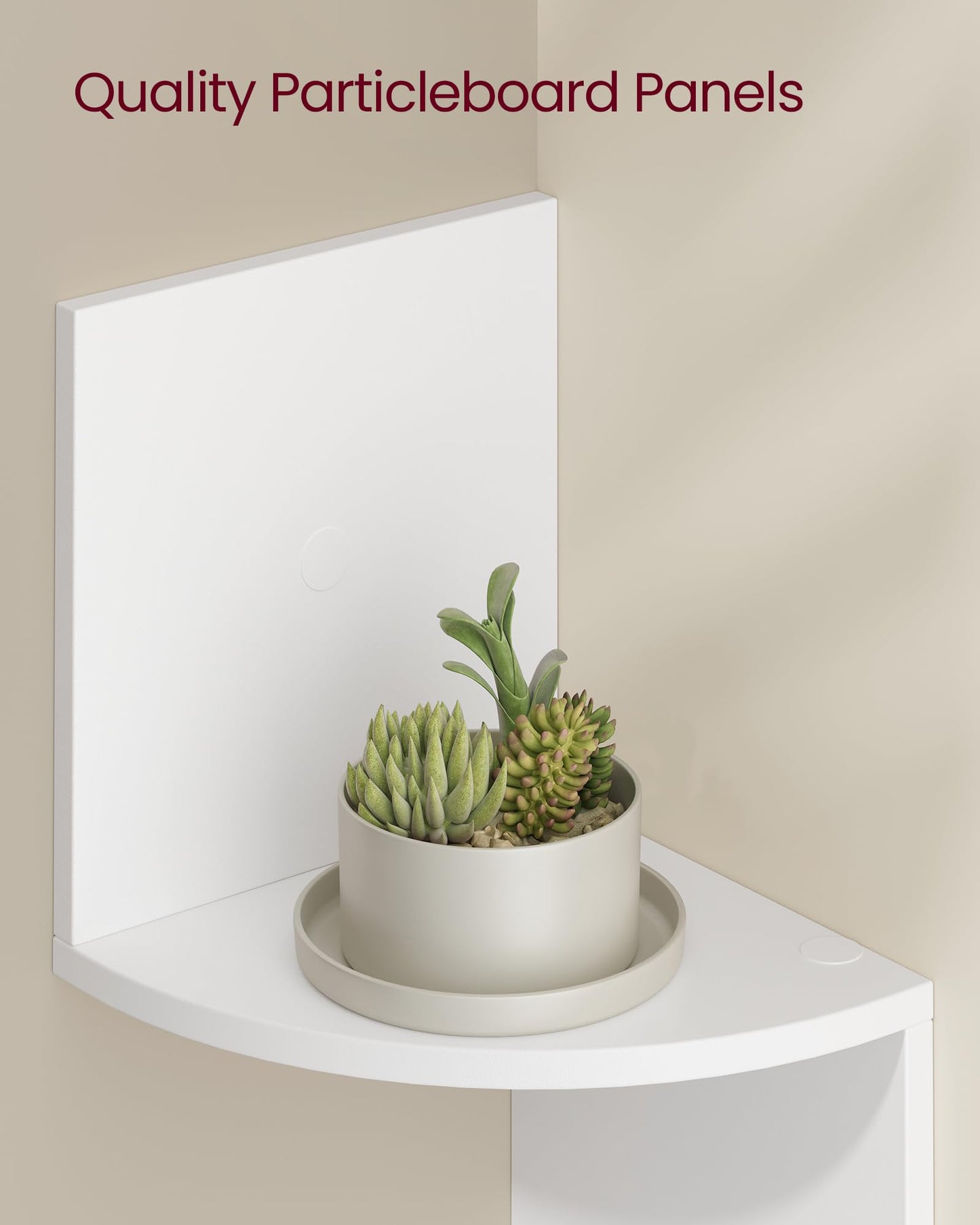 VASAGLE Set of 2, Corner Shelves Wall Mount, 4-Tier Floating Corner Bookshelves, Plant Shelves for Bedroom, Living Room, Bathroom, Home Office, Cloud White