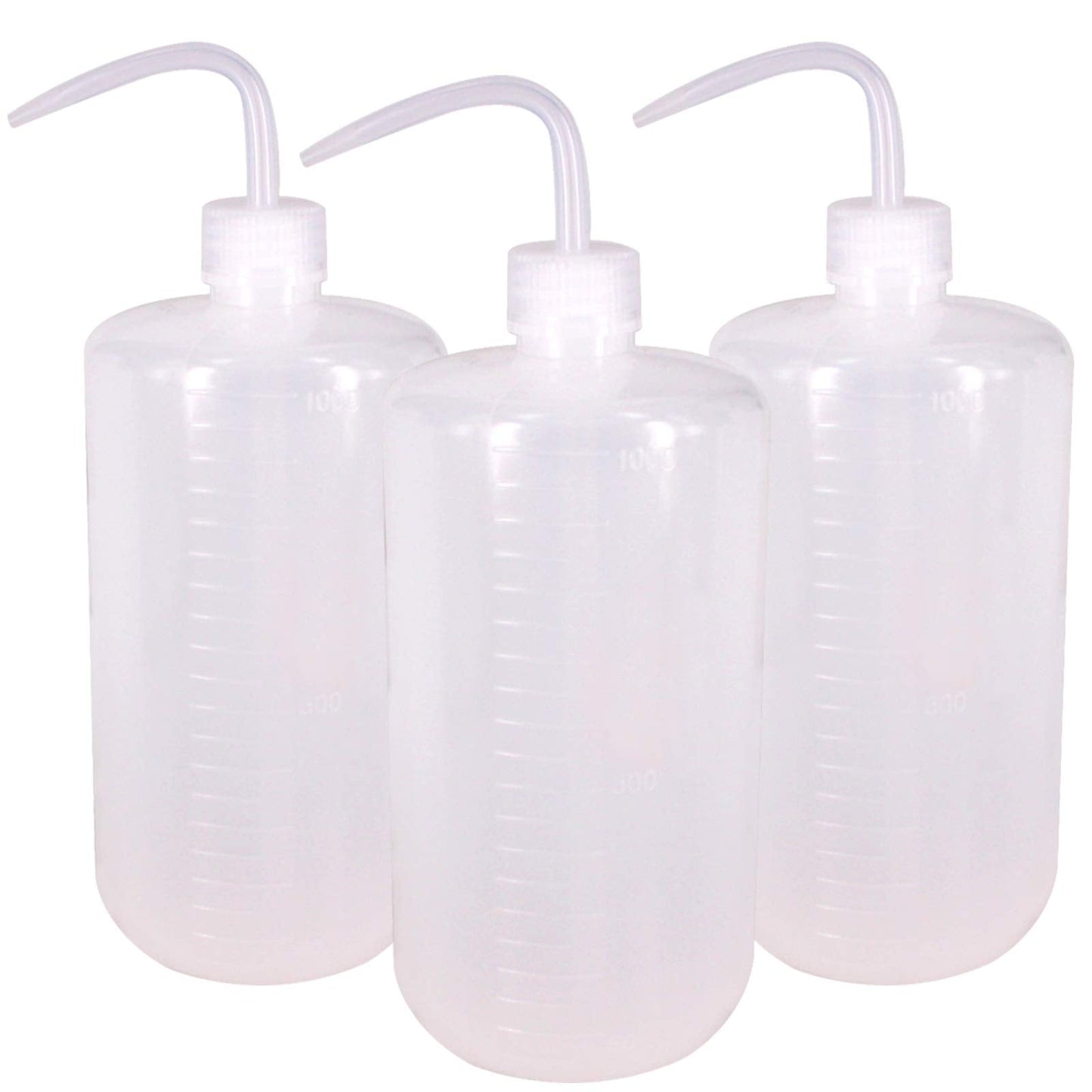 Belinlen 3Pcs 1000ml(33oz) Plastic Safety Lab Wash Bottle, Plastic Squeeze Bottle with Scale Labels and Narrow Mouth, Watering Bottles for Chemistry, Industry, Lab & Gardening(LDPE)