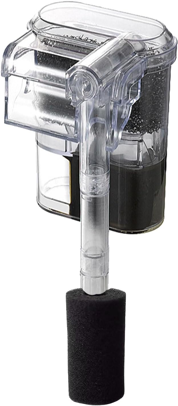 Quiet Hang on Aquarium Filter for Betta, Slim HOB Fish tank Filter for 3-10 Gal Planted Aquariums & Aquascaping with 1 Pre-Filter Sponge ,Adjustable Flow,250L/H
