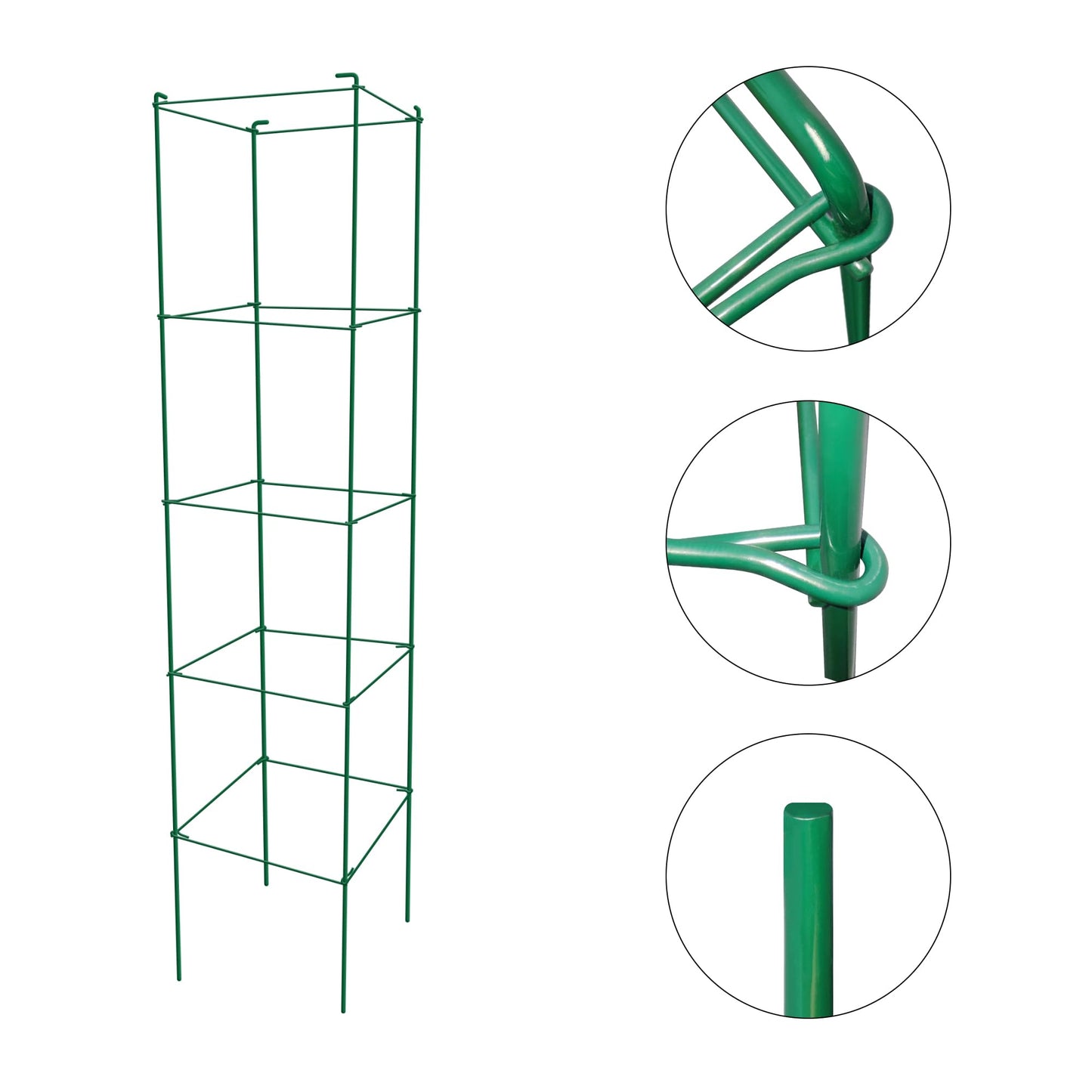 Thealyn Tomato Cages 6 Packs 57 Inches (H) Plant Stand with 164 Feet Twist Ties, Heavy Duty Garden Plants Support for Tomatoes, Cucumber, and Other Climbing Plants (Green)