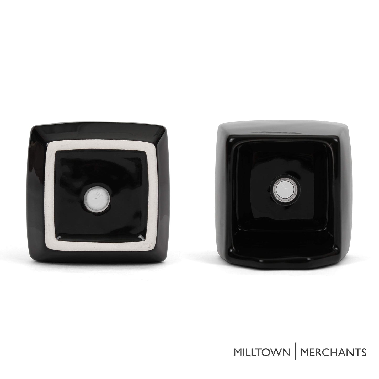 Milltown Merchants Succulent Wall Planters - Wall Vases - Black Ceramic Wall Mounted Planters - Succulent Plant Pots - Hanging Vases for Living Wall (2 Pack/Contemporary/Black)
