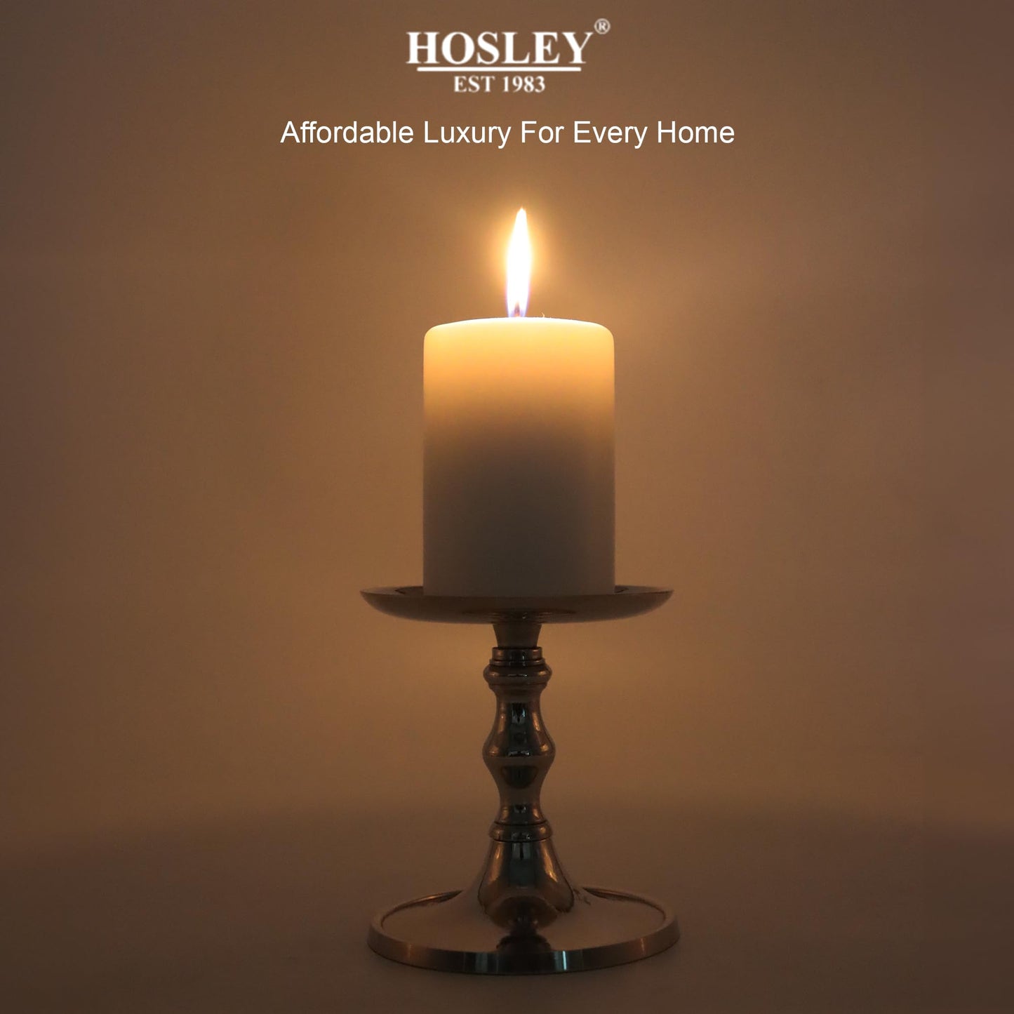 Hosley Aluminum Metal Decorative Pillar Candle Holder Silver Finish for Candles or Display, 5Inch High - Ideal for Weddings, Parties, Events, Home Decor, Gifts, Elegant