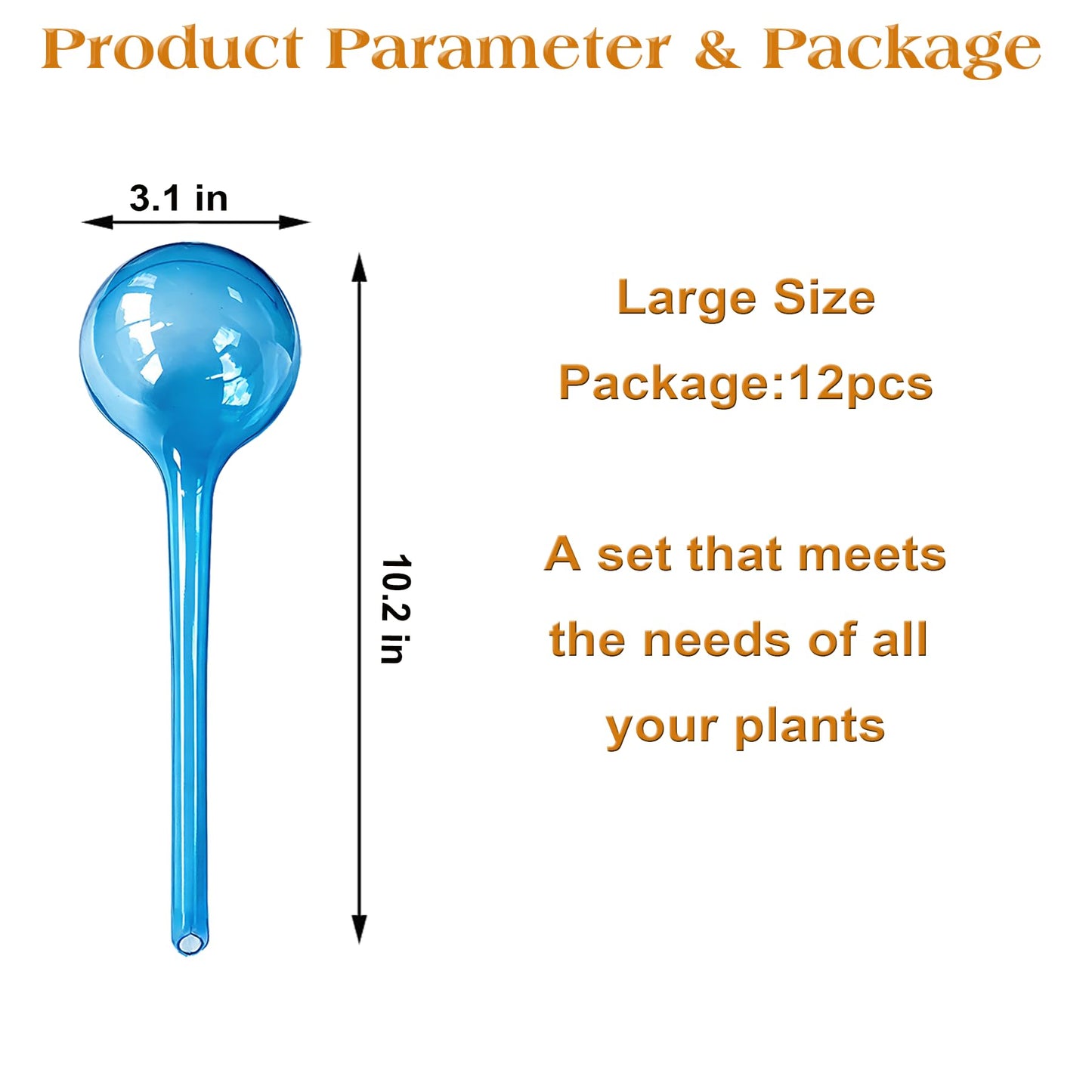 Large 12pcs Plant Watering Globes - Automatic Plant Watering Bulbs for Indoor & Outdoor Potted Plants, Durable Plastic Garden Watering Devices