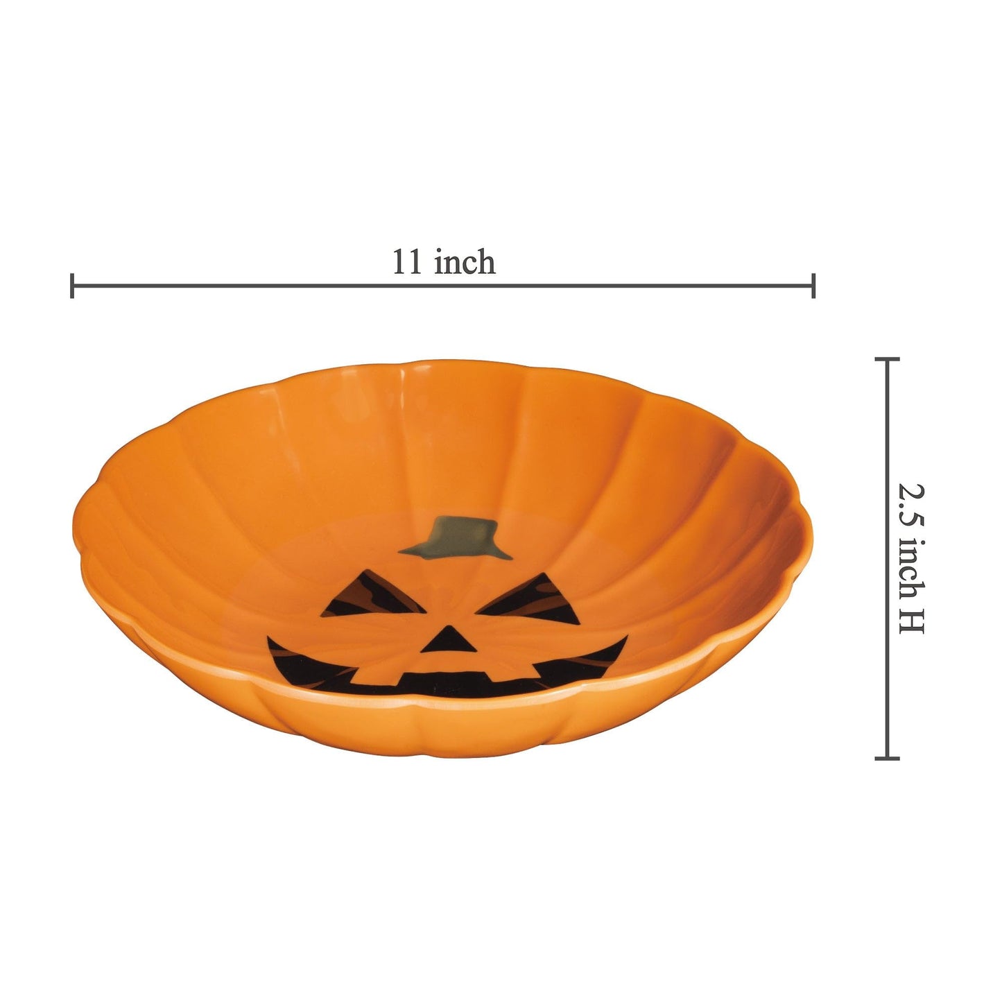 UPware Halloween Pumpkin Melamine Serving Bowl, Mixing Bowl, for Charcuterie, Food, Salad, and Snack, BPA-Free, Dishwasher Safe, Shatter-Proof, Orange, 11 Inch