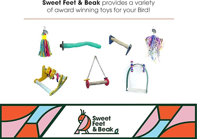 Sweet Feet and Beak Comfort Grip Safety Perch for Bird Cages - Pedicure Perch for Birds to Keep Nails and Beaks in Top Condition - Safe Easy to Install Bird Cage Accessories XL 13.5" - Green