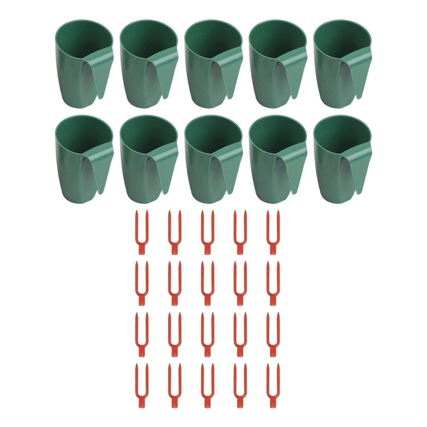 Strawberry Rooting Cup Kit with 20 Forks for Plant Propagation, Hanging Transplant Grow Station for Garden Greenhouse Balcony, 10 Cups Green
