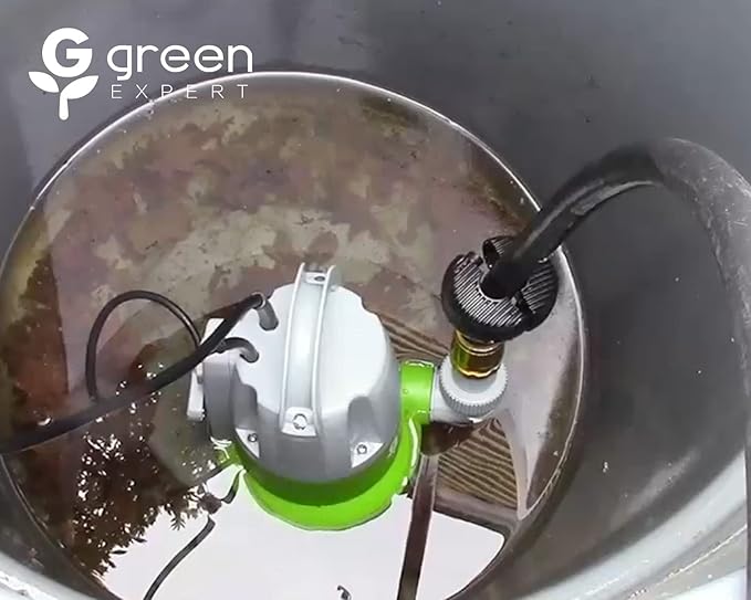Green Expert 1/3HP Submersible Sump Pump with Unique Flow Sensor Switch Last-inch Water Drainage for Flooded Basement Backyard Pool Hot Tub Rain Barrel Easy to Use Backup Drain Pump 25-Foot Power Cord