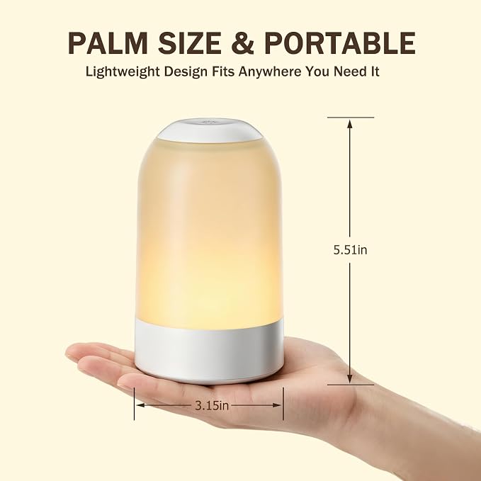G Keni 2 Pack Rechargeable Night Lights, Portable Touch Nightlights with Amber Warm White Light, Dimmable Egg Night Lights with 1H Timer, Cordless Bedside Lamps for Baby Nursery, Kids & Bedroom