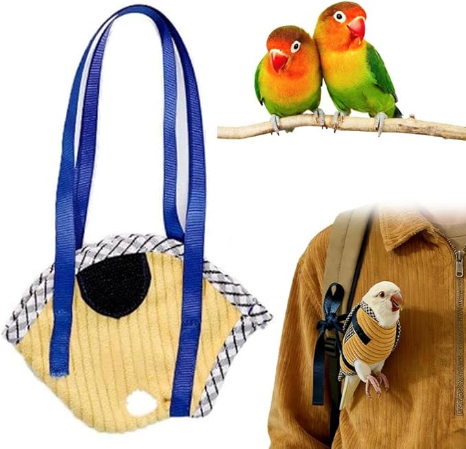 Bird Travel Carrier, Portable Bird Bag with Escape Resistant Outdoor Harness Vest for Small Medium Parrots, Cockatiel, Budgie, Ideal for Travel and Outdoor Adventures (L) (10cm)