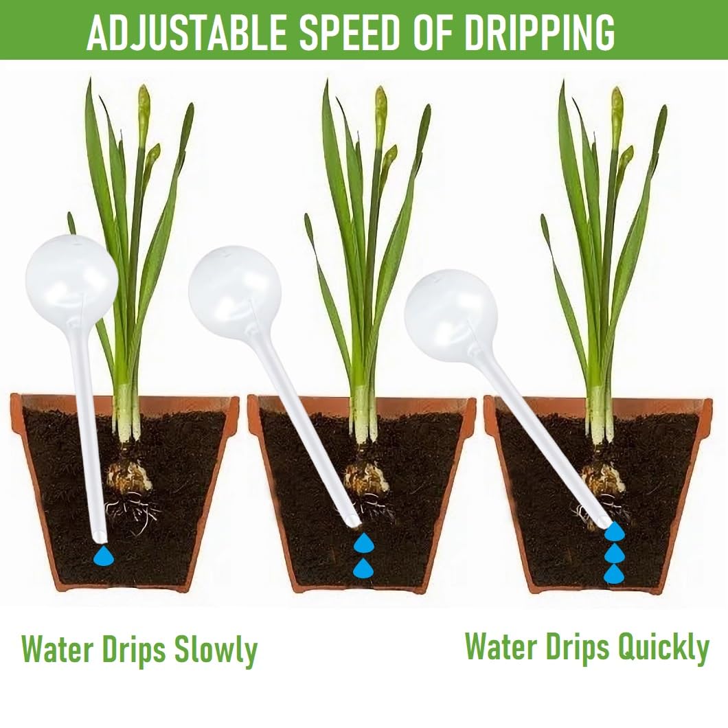 Plant Watering Globes Set of 10, Self Watering Bulbs for Indoor & Outdoor Plants, Plastic Automatic Water System (Clear, 10 Pack Large)
