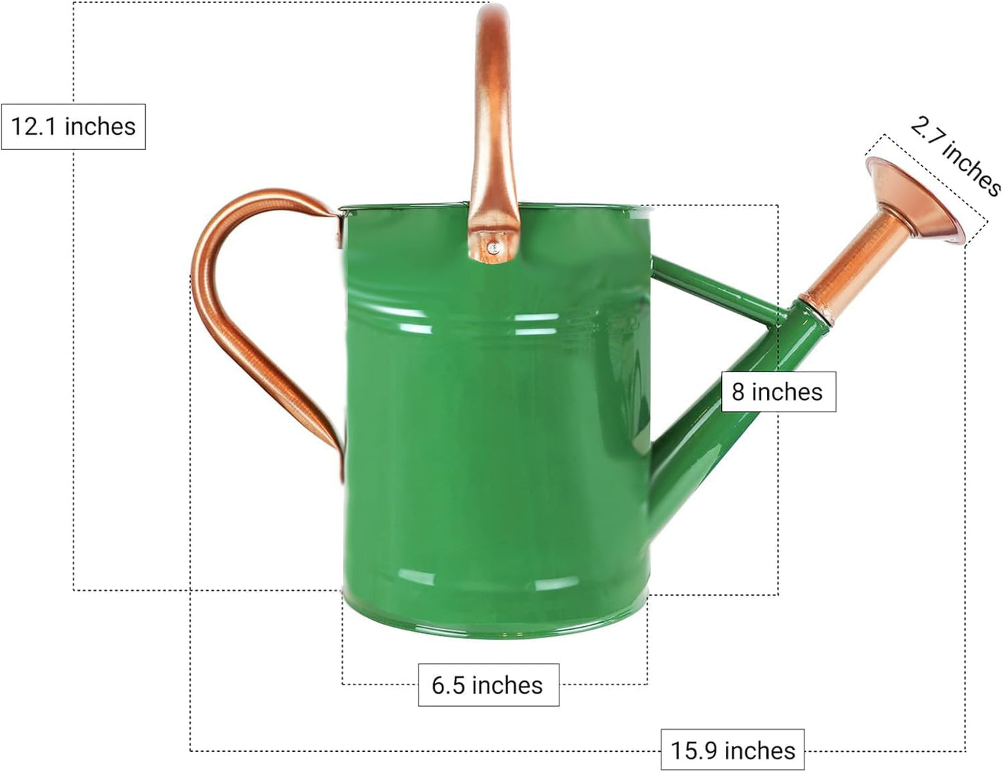 1 Gallon Metal Watering Can for Outdoor Garden, Plant & Flower Watering Pot for Gardening Bonsai Water Bucket with Sprinkler Head