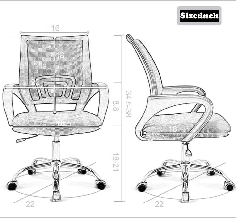 BestOffice Office Chair Ergonomic Cheap Desk Chair Mesh Computer Chair Lumbar Support Modern Executive Adjustable Stool Rolling Swivel Chair for Back Pain (Black)