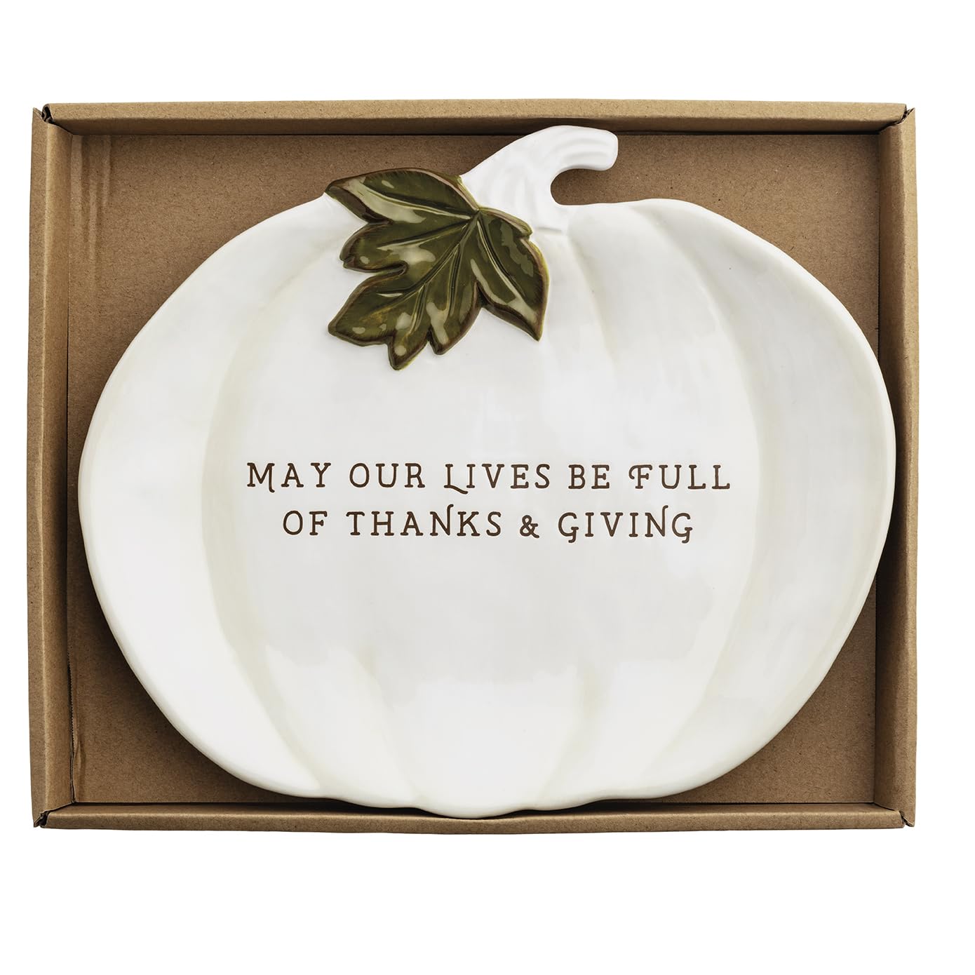 Mud Pie Thanksgiving White Pumpkin Sentiment Plate