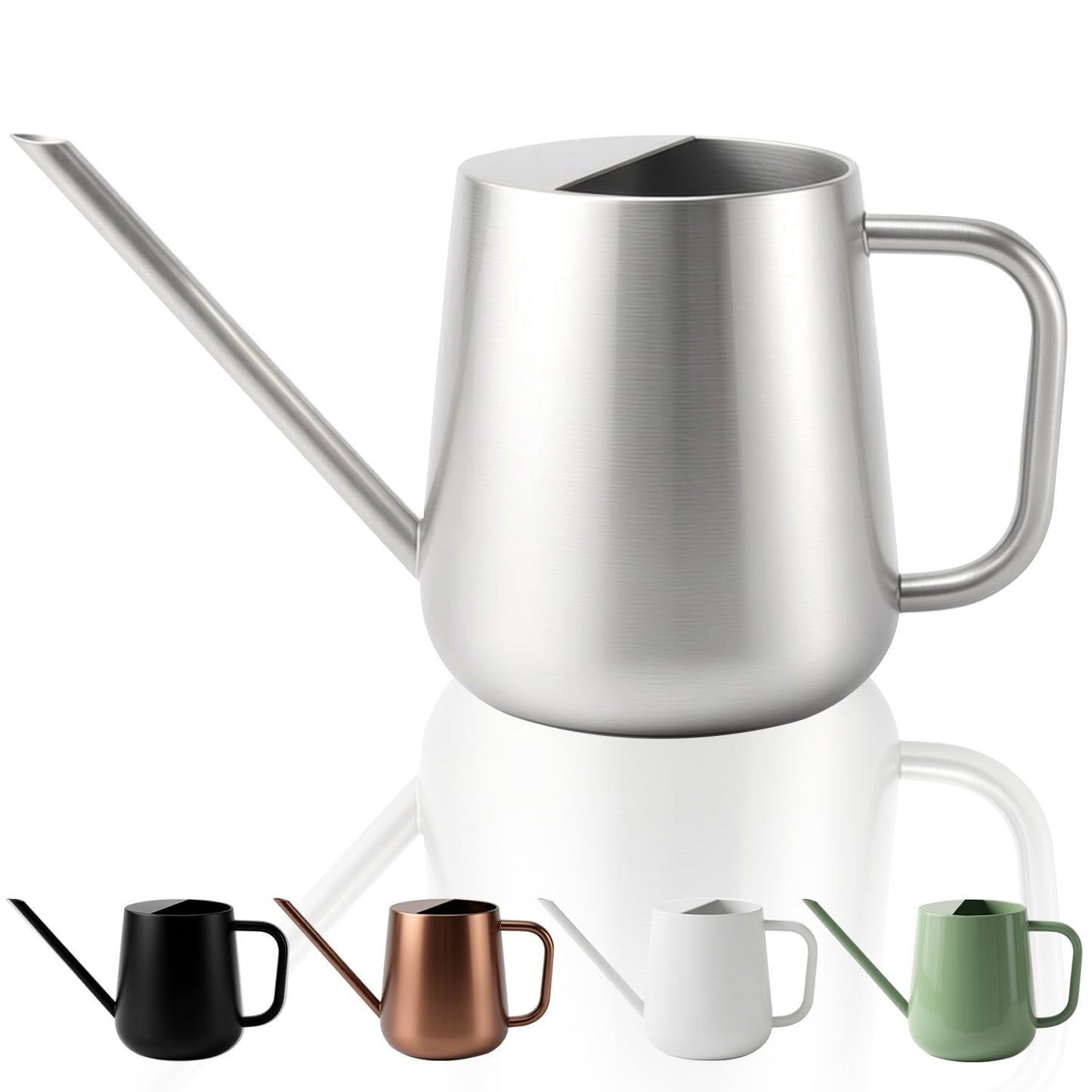 Chemlliy Watering Can for Indoor & Outdoor Plants, 35 oz/1000ml Watering Can with Metal Handle, Stainless Steel Garden Long Spout Watering Pot for Indoor House Plants Bonsai Flower Decorative