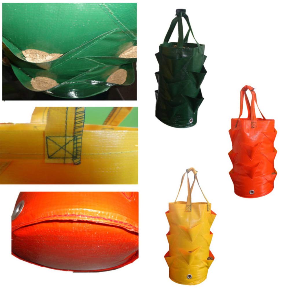 Hemoton 3 Gallons Planting Grow Bag, Hanging Strawberry Bags, Plastic Strawberry Planter Bags, Perfect for Growing Strawberry,Tomato,Pepper,Cucumber,Herbs,Lettuce,Greens,Flowers and More! (Green)