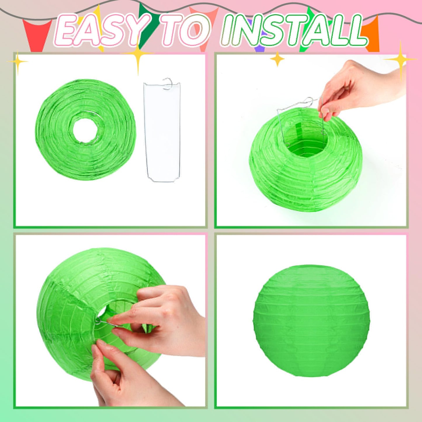 RoundFunny 15 Pcs Witch Theme Party Decorations Green and Pink Party Decorations Birthday Tissue Paper Pom Pom Lanterns Supplies for Girls Women Princess Birthday Decor