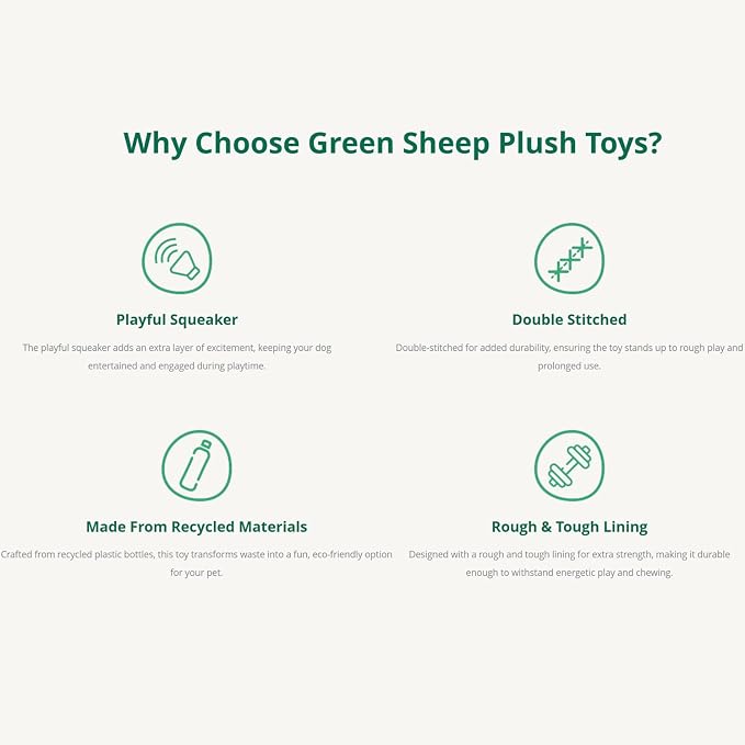Green Sheep White Sheep Rope Toy for Dogs, Durable Plush Dog Chew Toy with Squeaker, Interactive Pet Toy for Small to Large Dogs, Tough & Recycle Cotton Rope Dog Toys