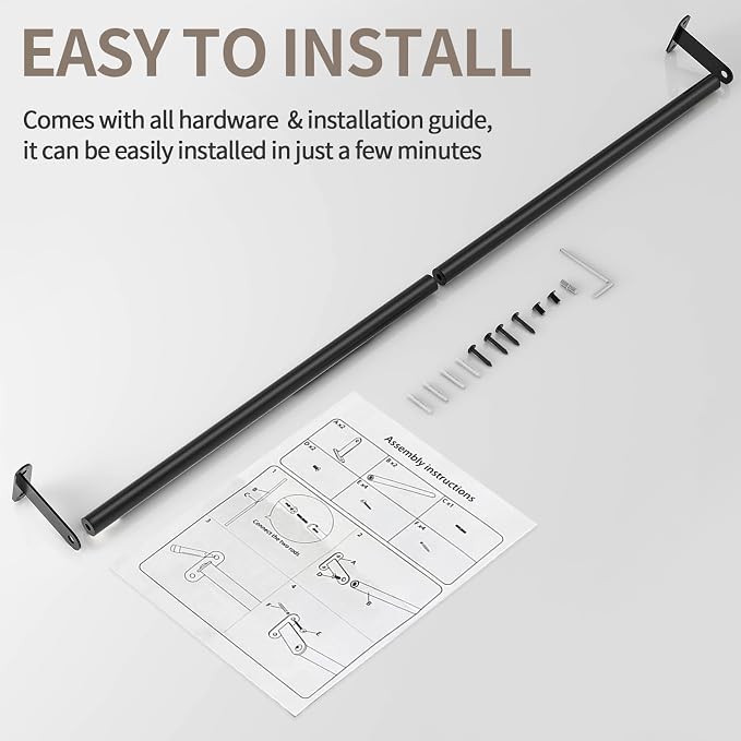 JUYSON Towel Bar for Bathroom 30 Inch Matte Black, Towel Racks for Bathroom Wall Mounted,Bathroom Accessories Stainless Steel Towel Rod Single Towel Holder Towel Hanger(Single Bar-Black, 30 in)