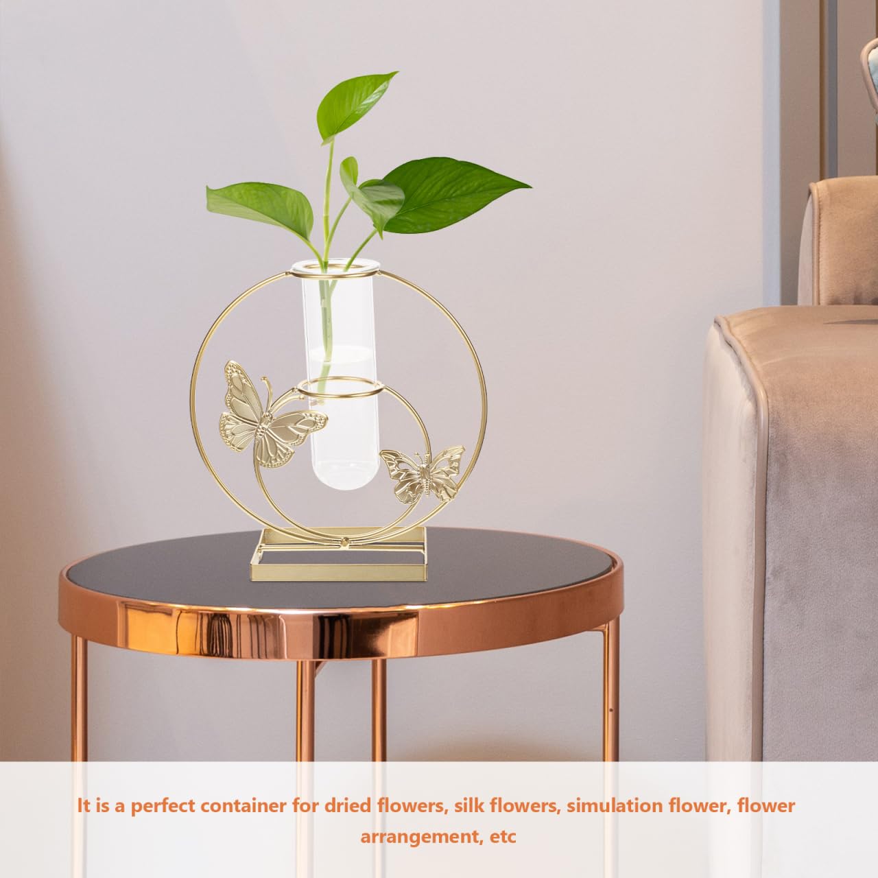 RORPOIR Hydroponic Flower Pot Clear Glass Vase with Butterfly Pattern 8.26X7.87X2.95In Decorative Desktop Planter for Home Wedding Party Centerpiece