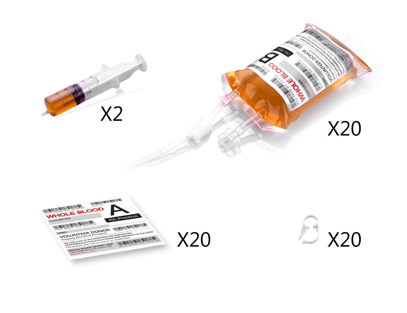 WYNK 20 Pack Halloween Decorations Blood Bag for Drink, 11.5 FL Oz Reusable Cups Containers, Live Blood of Theme Parties, Halloween/Vampire/ Hospital Theme Party Favors, Nurse Graduation Party Props