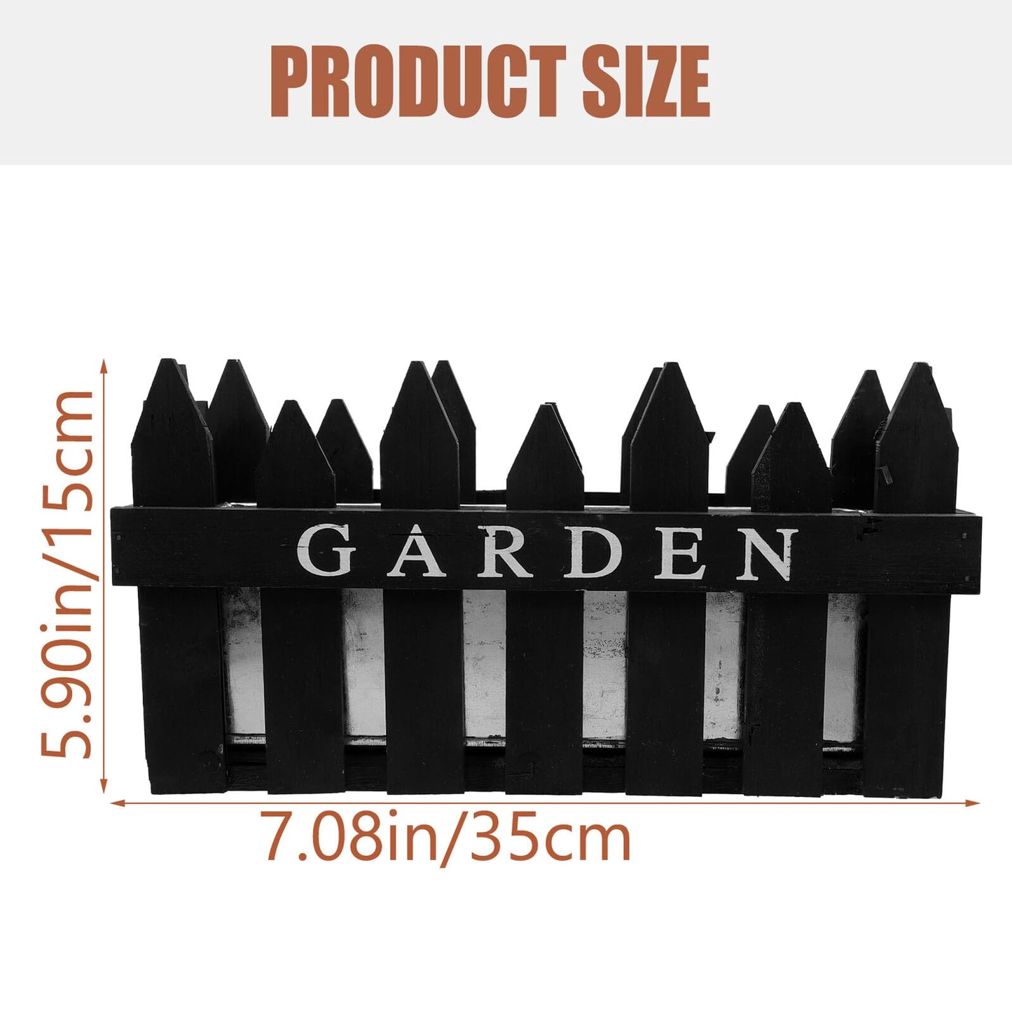 Hemoton Rectangular Wooden Planter Box Flower Arrangement Container Creative Fence Flowerpot for Indoor Outdoor Home Decor Black Patio Garden